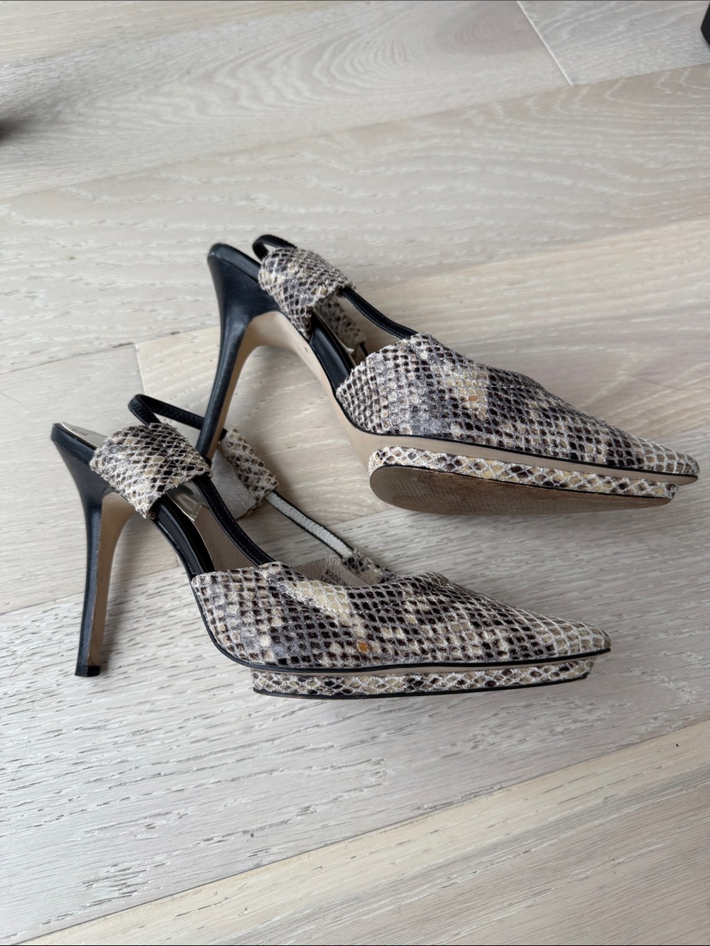 Michael Kors Neutral Python-Print Slingback Heels - Picture 4 of 6